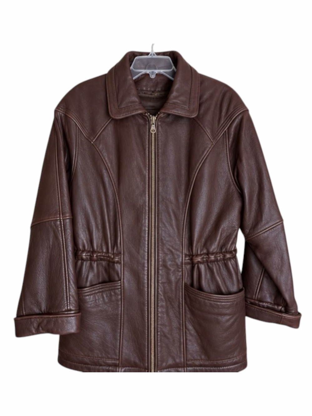 Wilsons Leather Women's Dark Brown Zip-Front Leather Jacket Thinsulate Insulate
